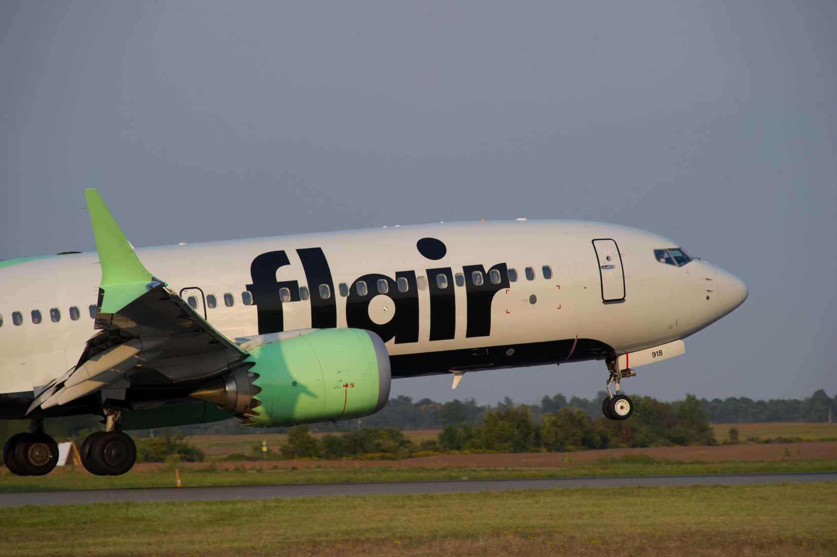 Flair Airlines Boeing 737 lands at London International Airport