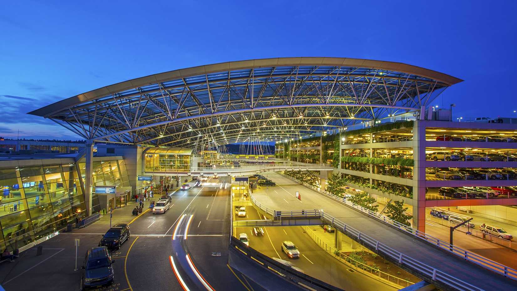 PDX Airport exterior canopy.