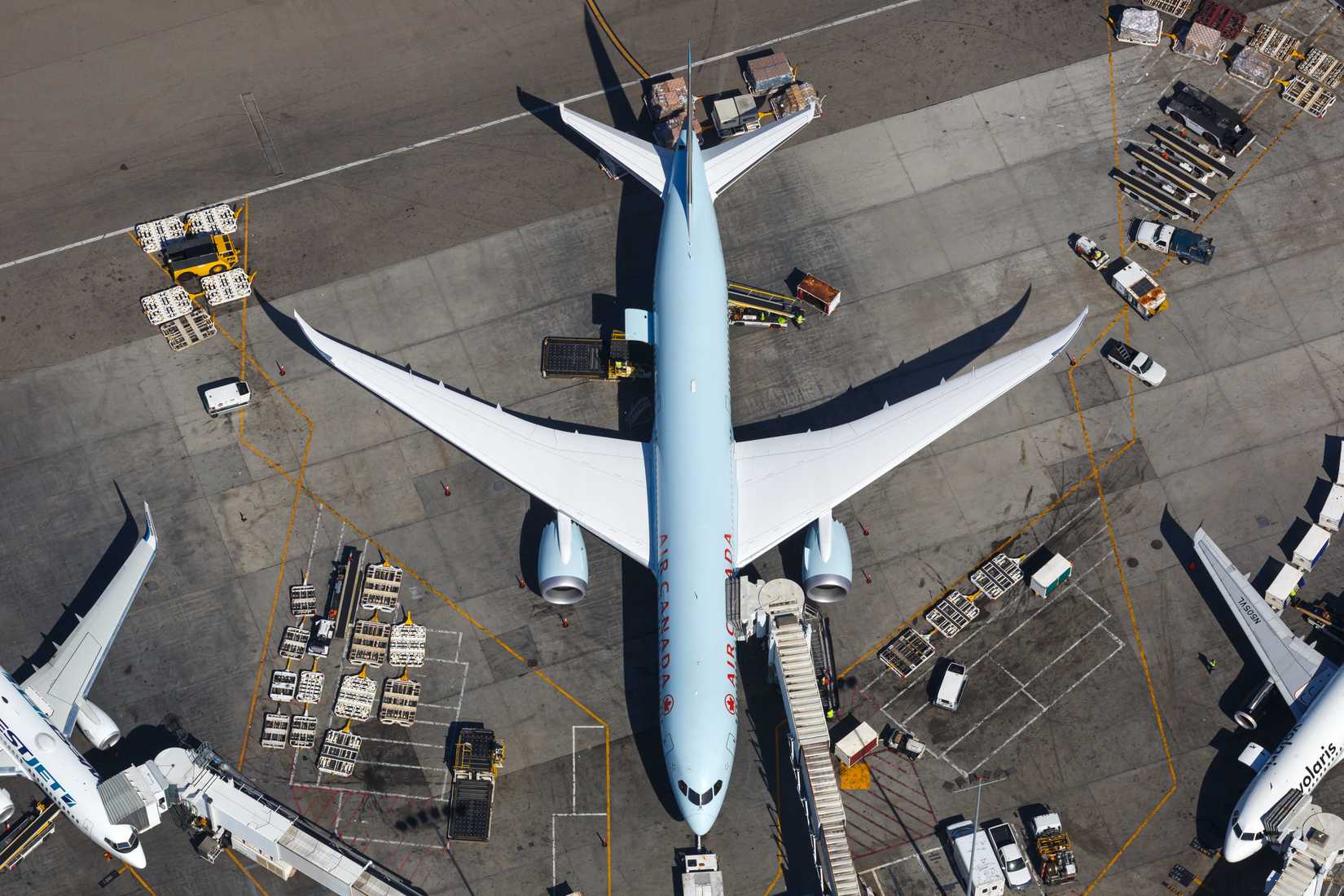 Air Canada Boeing 787-9 at Los Angeles airport (LAX) in the USA. 