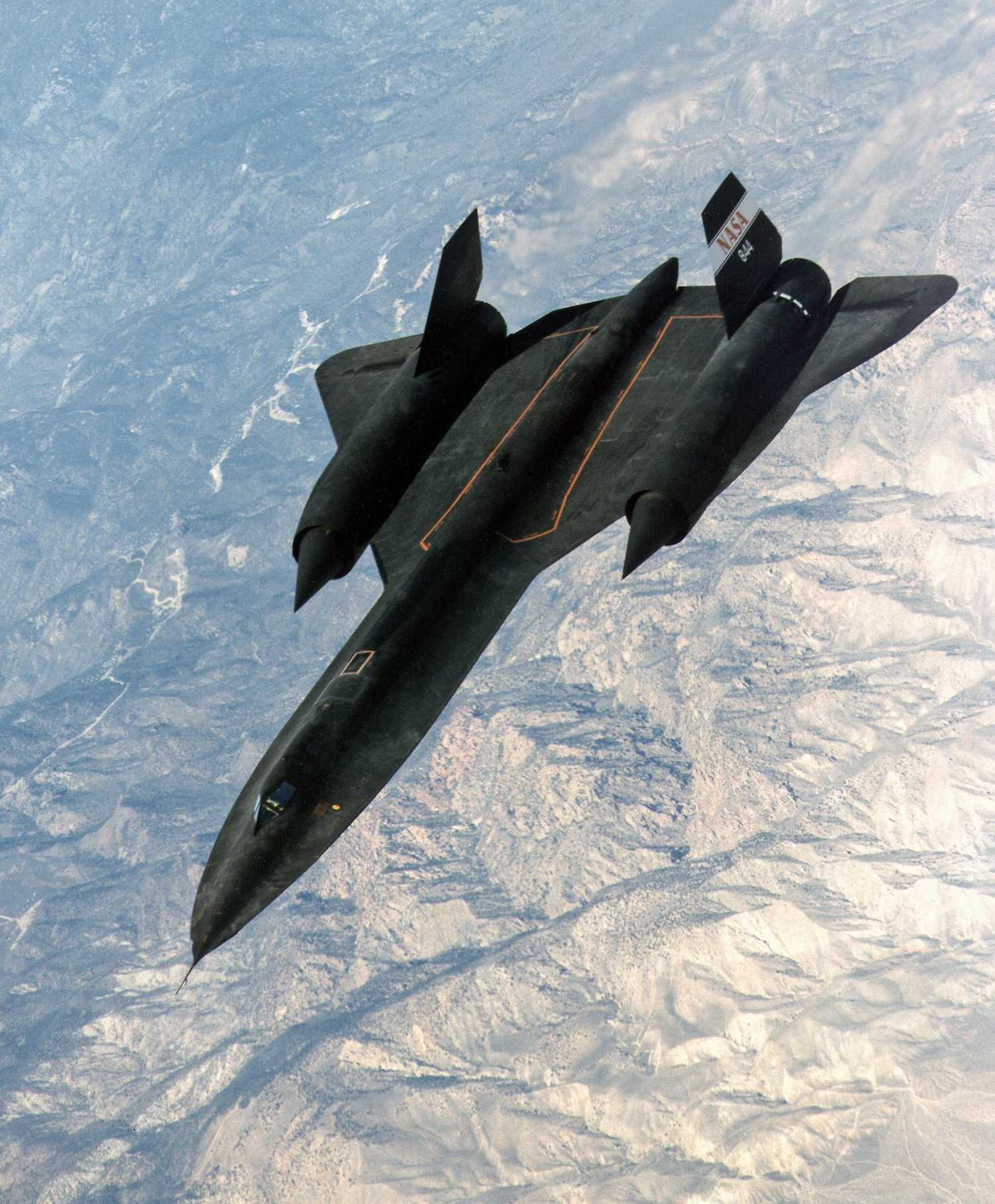 SR-71A in Flight over Southern Sierra Nevada Mountains. February 1997 NASA Photo - Jim Ross.