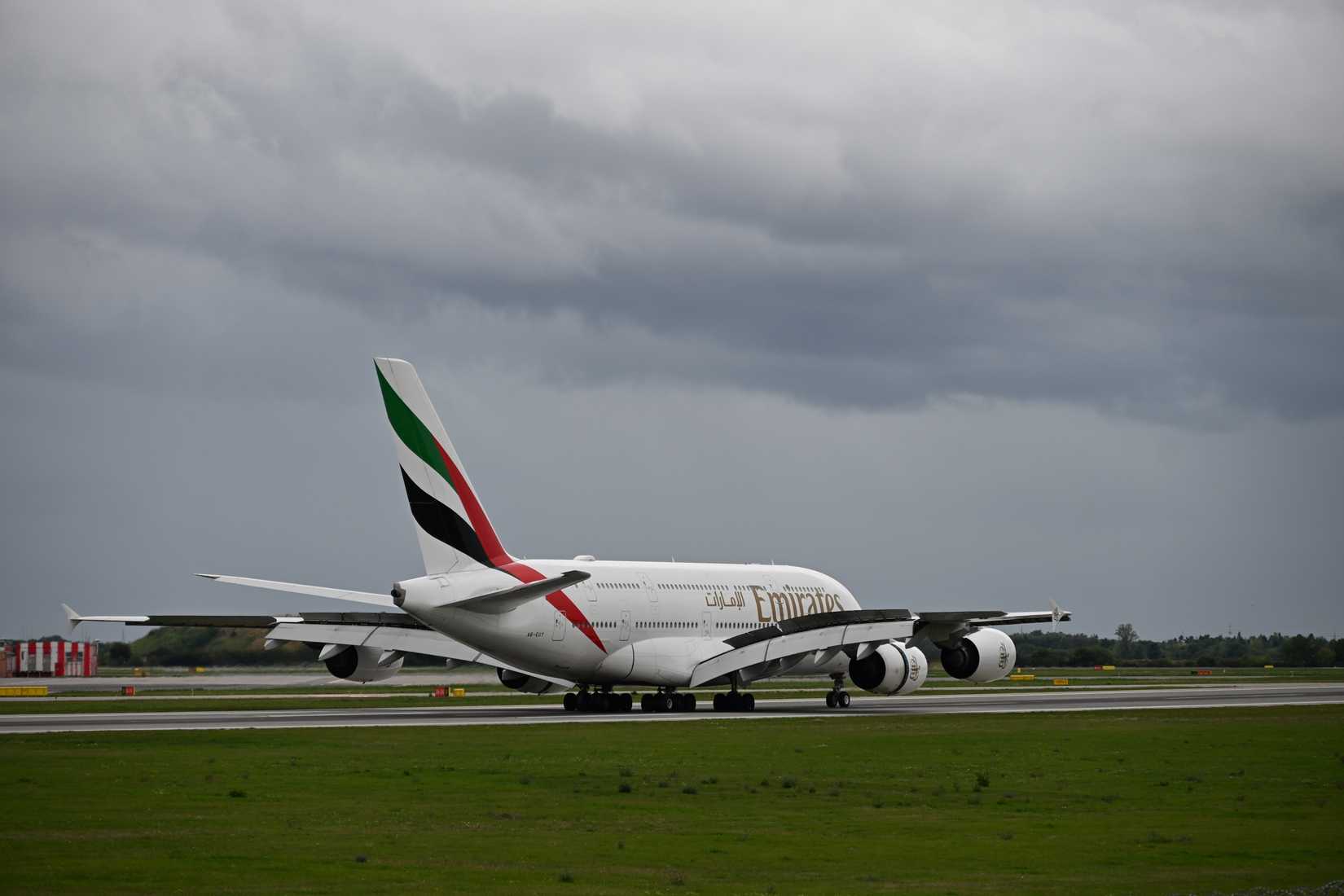380-842 (A6-EUY) braking after landing at Prague Airport, Prague, Czechia. - 15 September 2025.