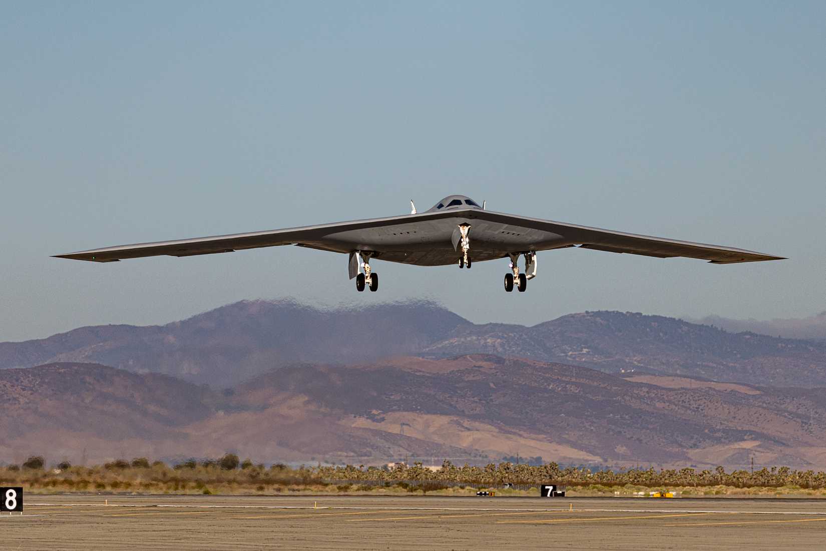 A second B-21 Raider test aircraft takes off, Sept. 11, from Palmdale, Calif., to join the Air Force’s flight test campaign at Edwards Air Force Base,