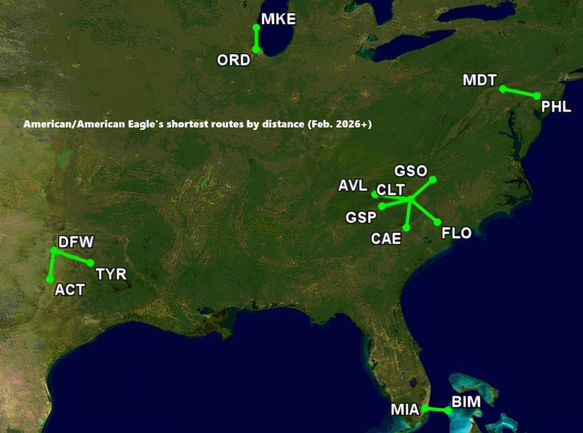 Just 56 Nautical Miles: American Airlines' 10 Shortest Routes List Has ...