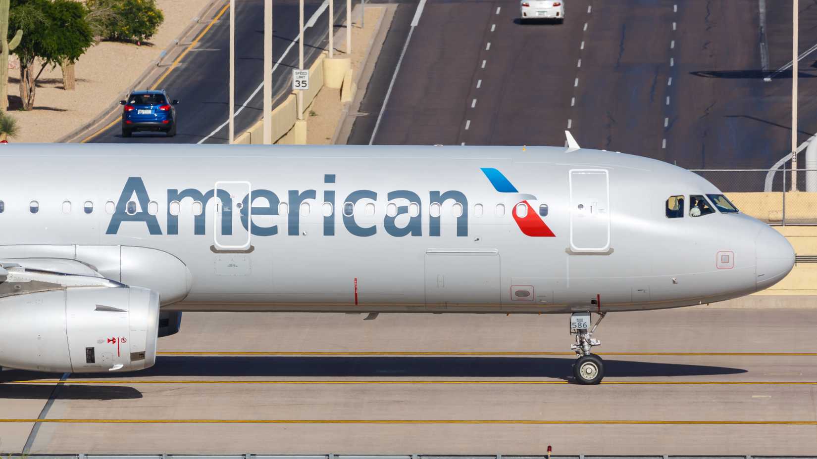 American Airlines Airbus A321 aircraft on the ground 