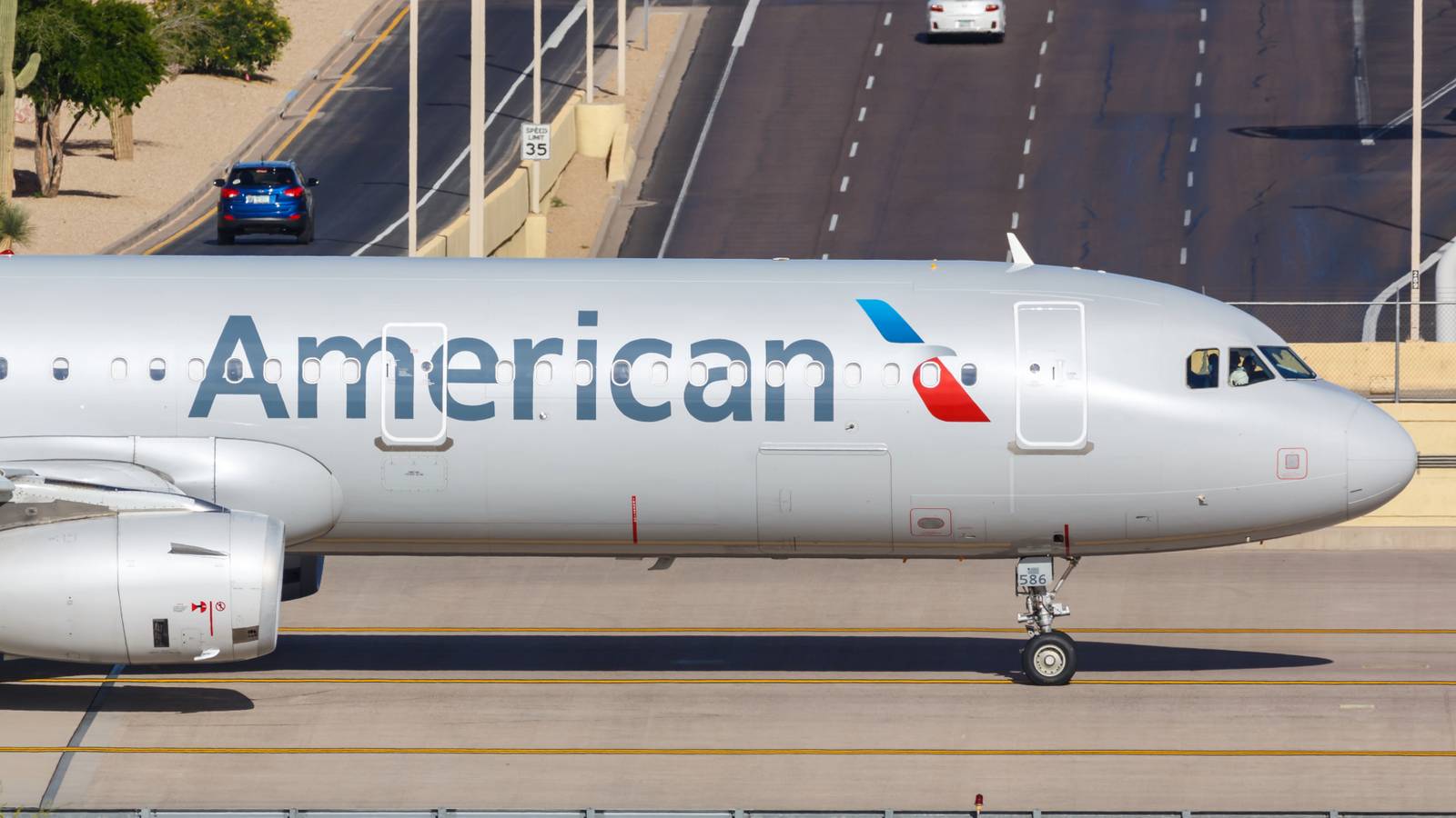 American Airlines Airbus A321 aircraft on the ground 