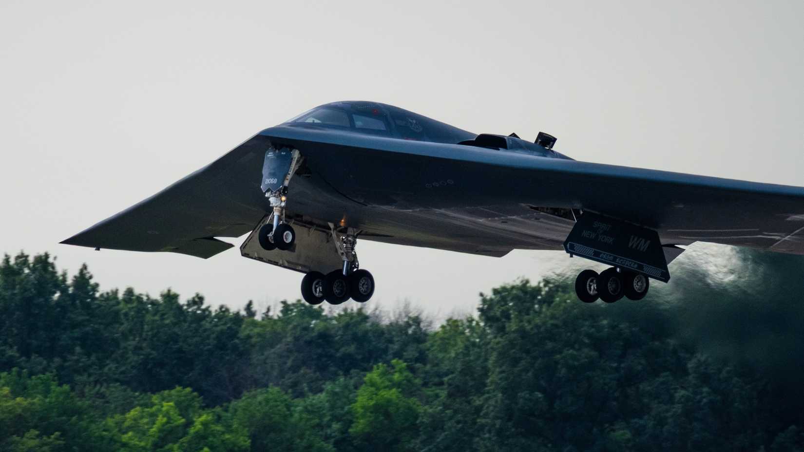 Air Force B-2 Spirit aircraft takes off at Whiteman Air Force Base, Missouri, Aug. 19, 2025.