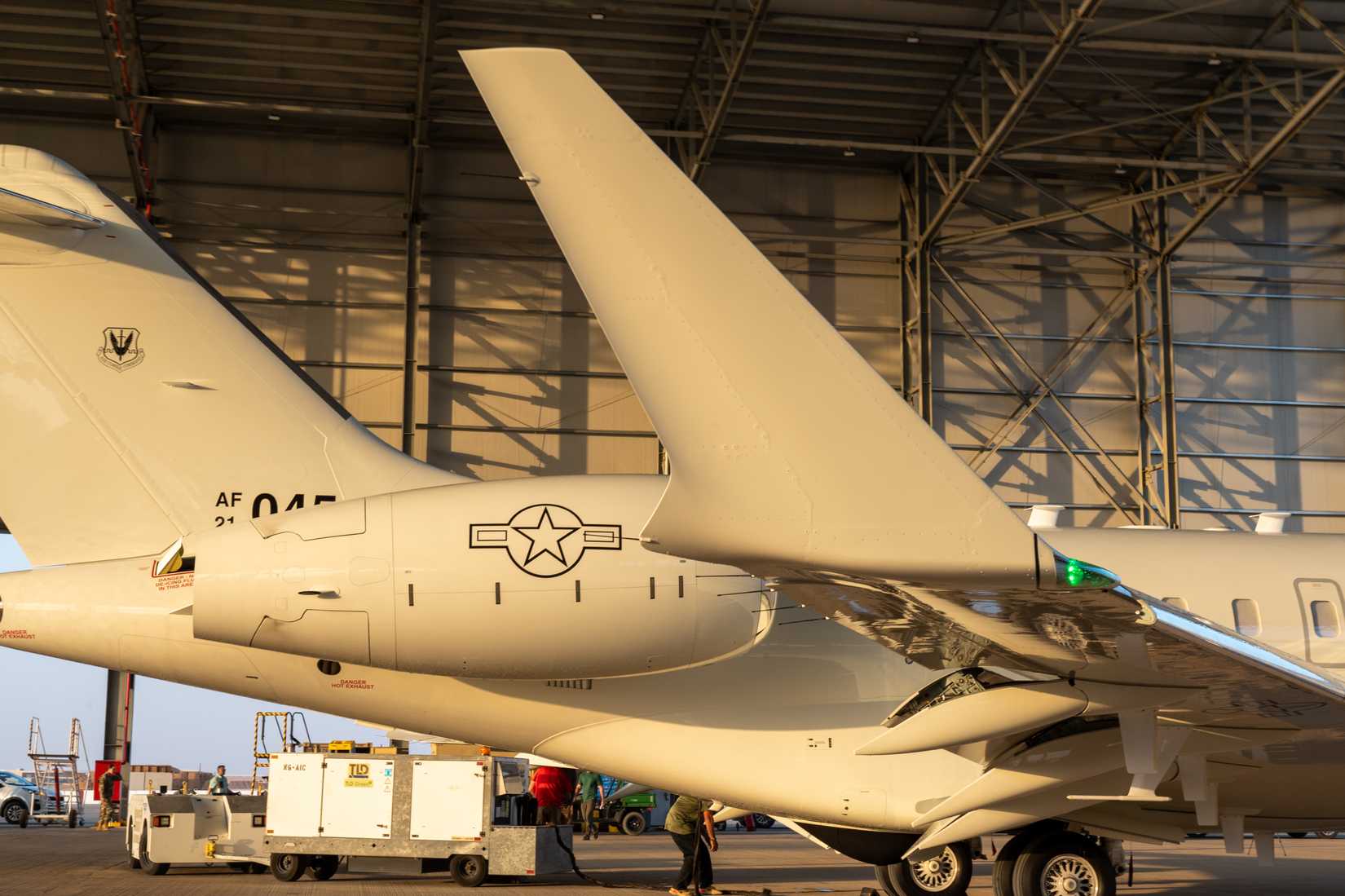 Air Force E-11A BACN aircraft arrives at Prince Sultan Air Base, Kingdom of Saudi Arabia, Dec. 16, 2022.