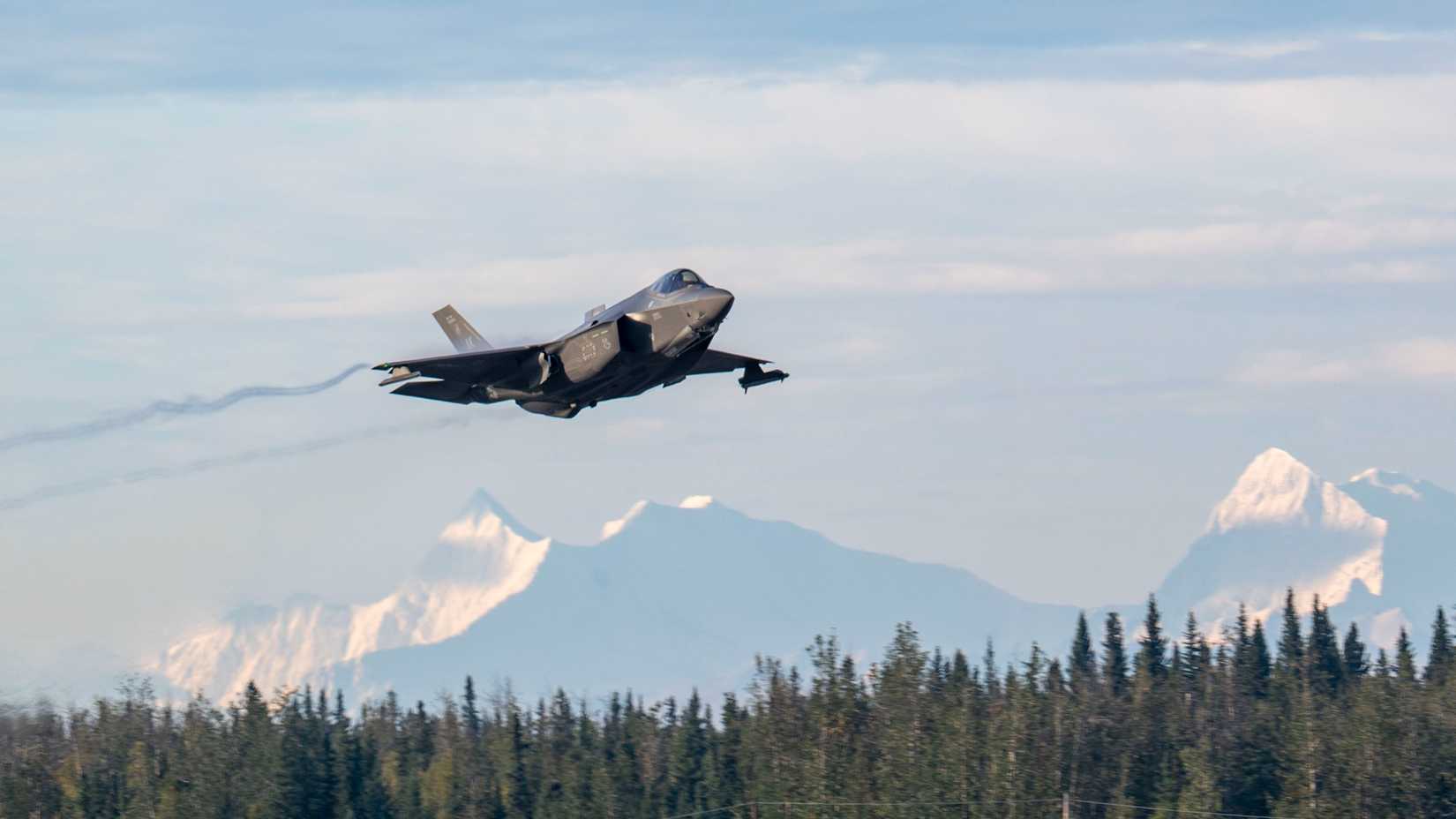 Air Force F-35 Lightning II assigned to the 354th Fighter Wing takes off at Eielson Air Force Base, Alaska, Sept. 3, 2025.