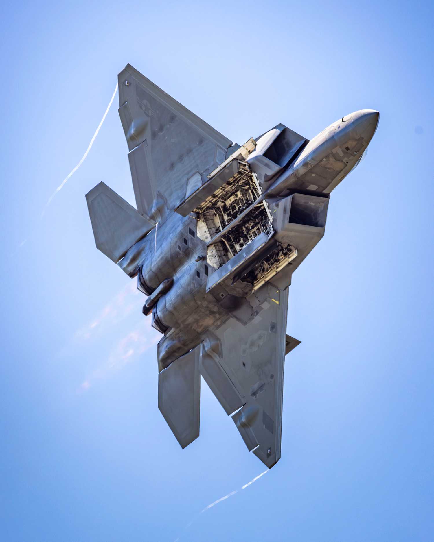 An F-22 Raptor performs an aerial demonstration during the New York Air Show at Montgomery, New York, Aug. 23, 2025.