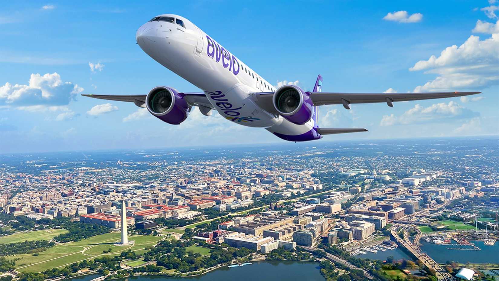 Avelo airlines render of E195-E2 by Embraer