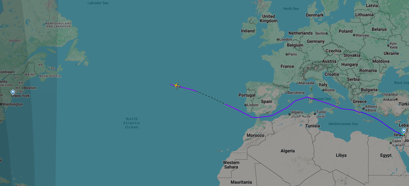 Benjamin Netanyahu Boeing 767 Flight Path 25Sep25