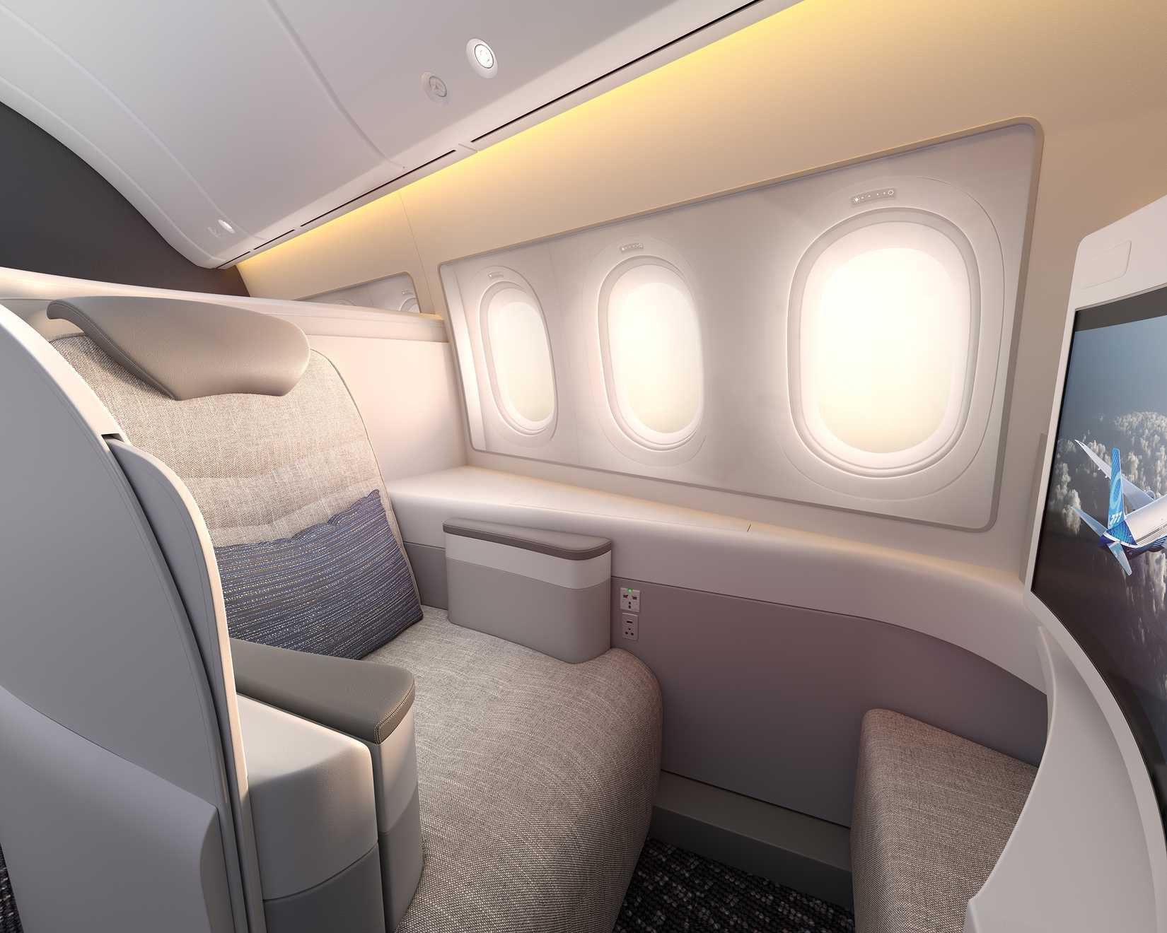 A premium seat on the Boeing 777X