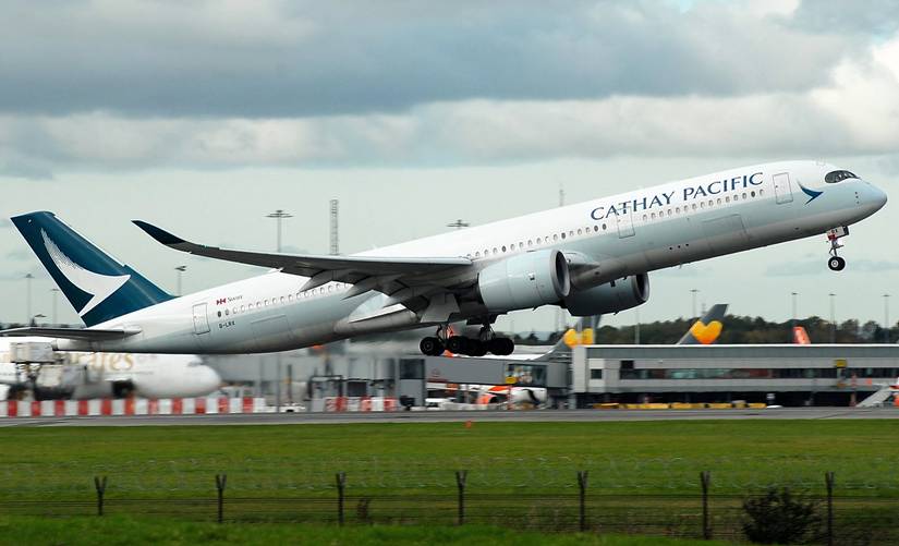 CX A350 lifting off from MAN