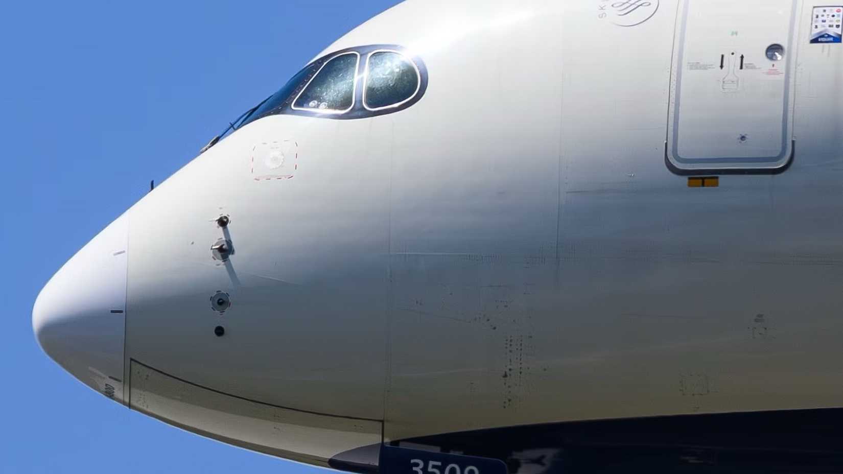 Delta A350 Passenger Jet Nose Closeup