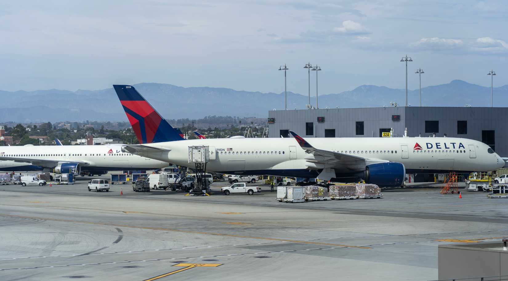 Delta Airbus A350 at the gate of LAX Los Angeles international airport
