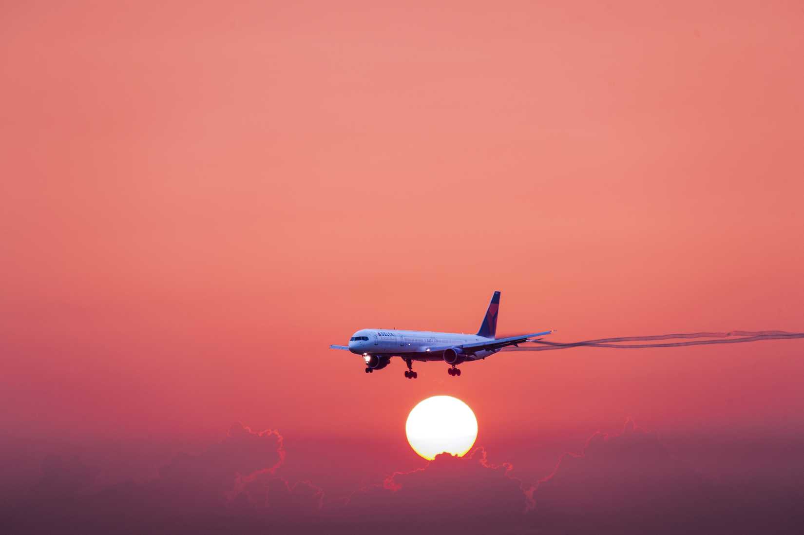Delta Boeing 757-300 In Flight, Sunset.