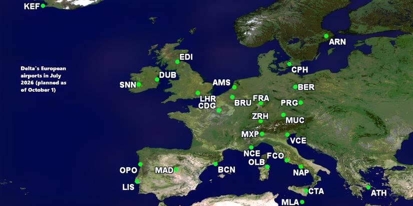 DL's European airports in July 2026
