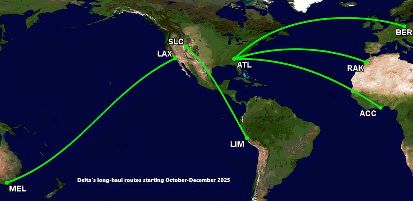 DL's long-haul routes starting Oct-Dec 2025