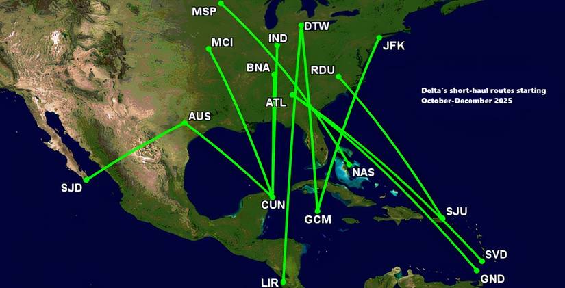 DL's short-haul routes starting Oct-Dec 2025