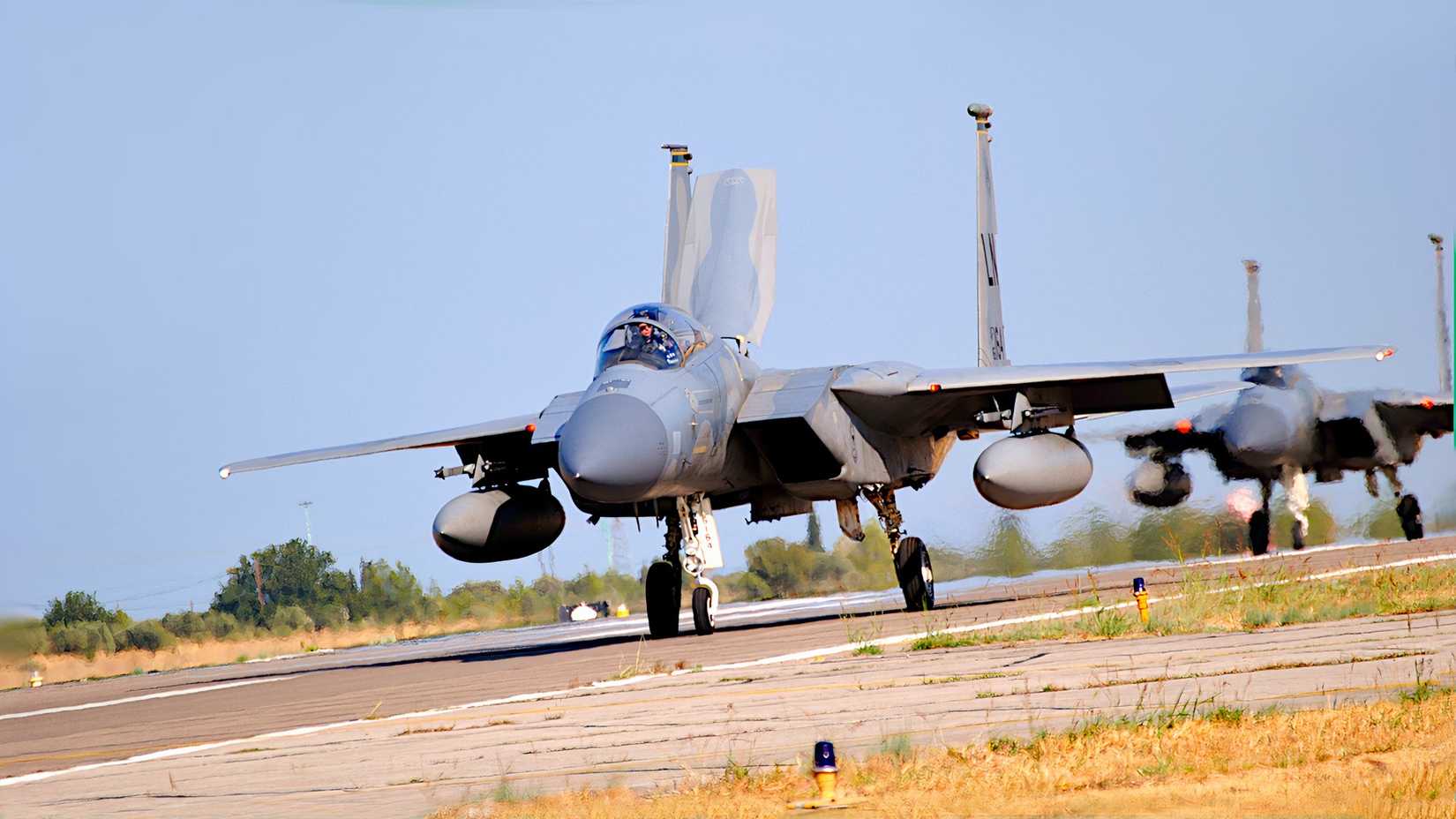 USAF F-15 taxing in Tanagra Air Base, Greece, 2021