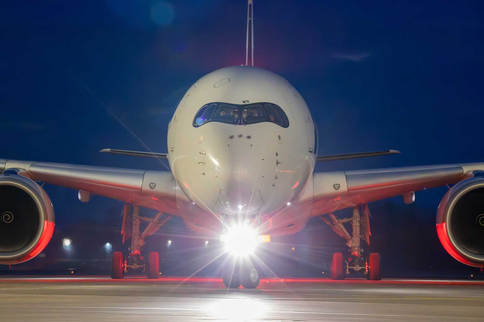 Finnish national airline Finnair Airbus A350-900 making fuelling stop at Riga international airport on March 14th 2024.