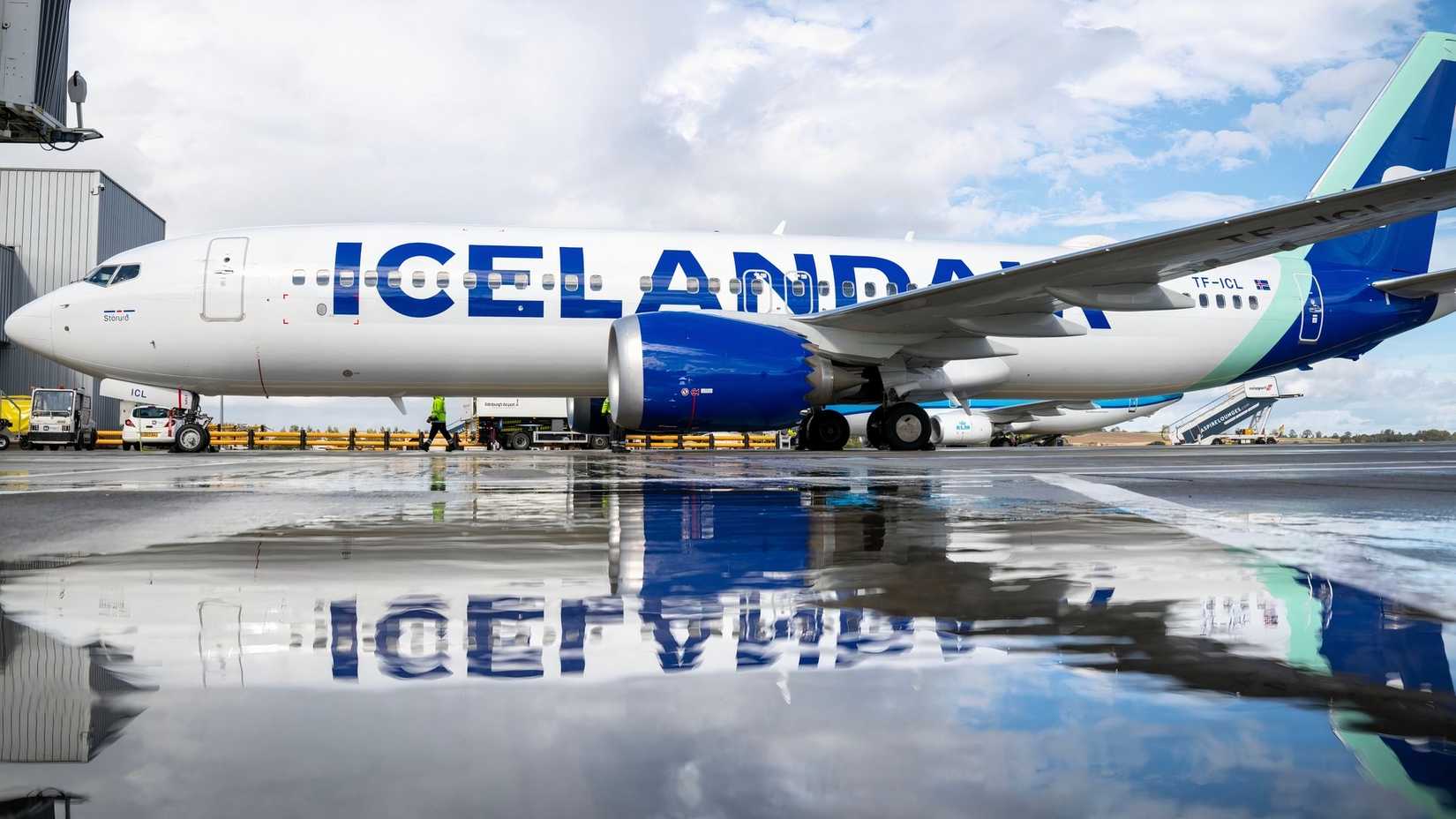 Icelandair Boeing 737 MAX 8 TF-ICL on the ground at the start of the new Edinburgh route