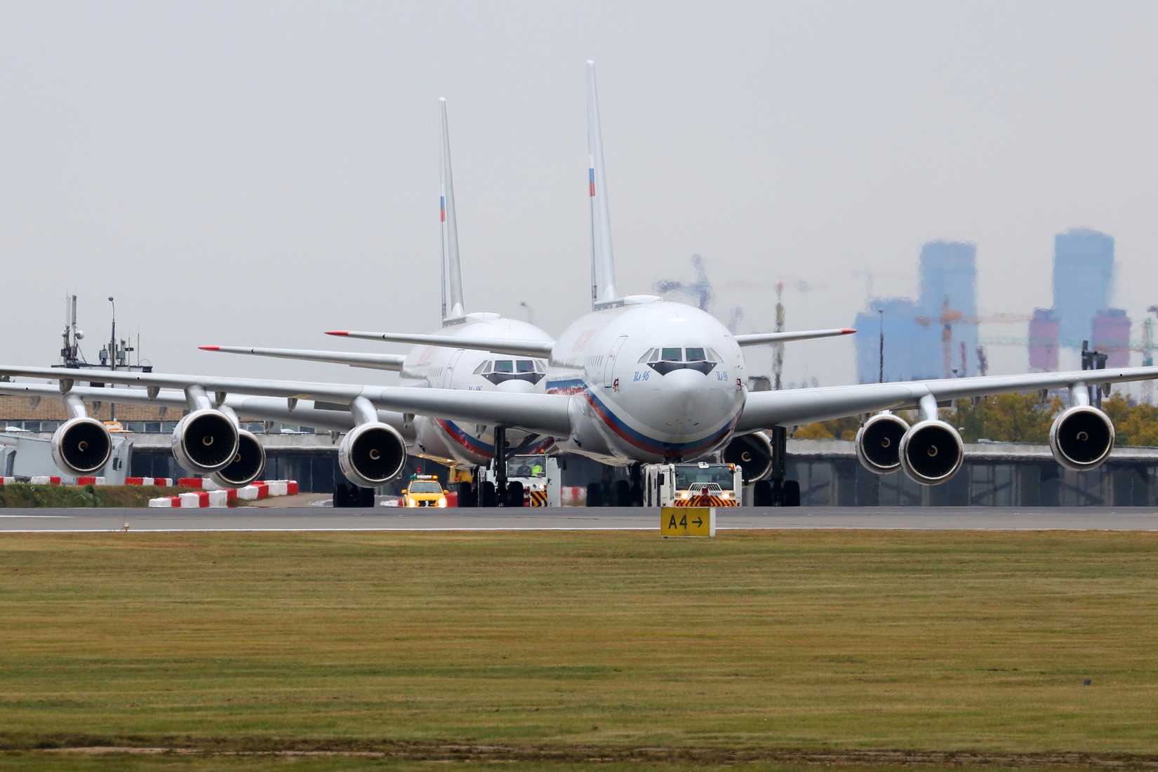 Ilyushin IL-96-300PU airliners of Rossiya Special Flight Detachment at Vnukovo airport.