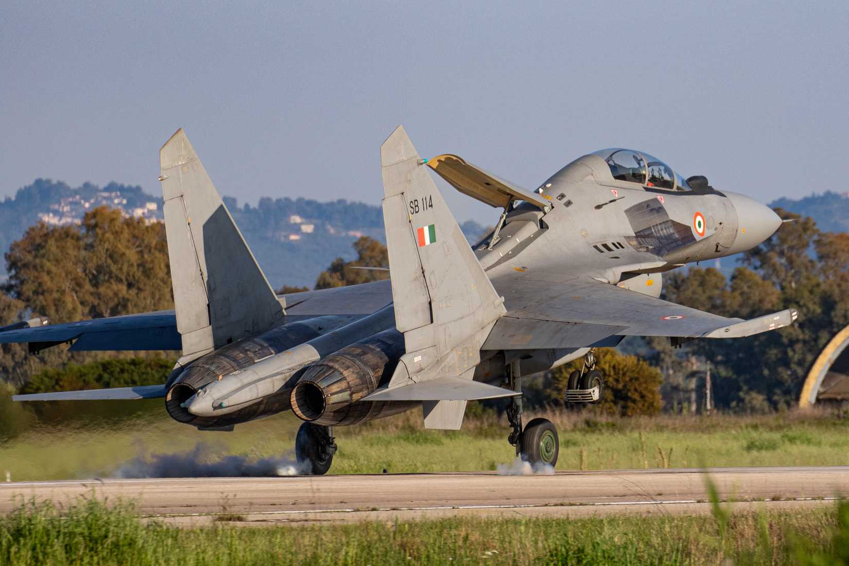 Indian Air Force Sukhoi's Su-30 during their participation in Exercise Iniochos 2023.