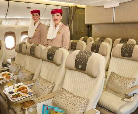 Premium economy class on the Emirates retrofitted Boeing 777