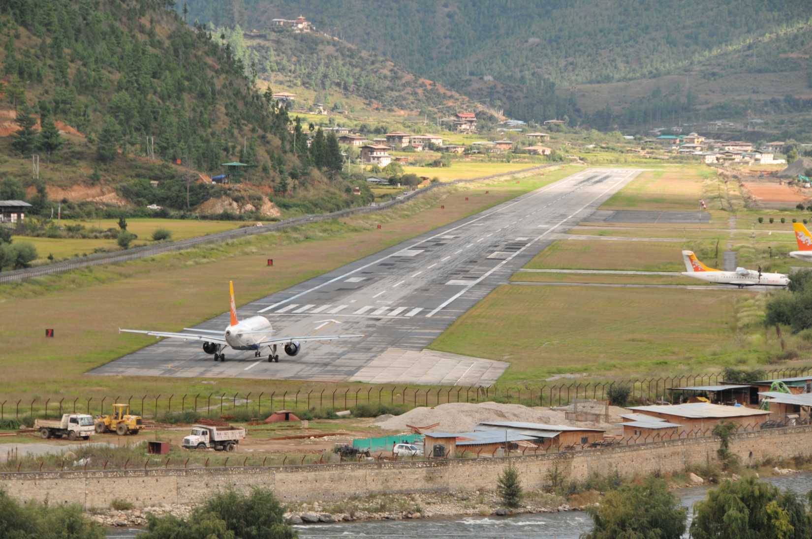 Drukair Airbus A319 departing Paro International Airport