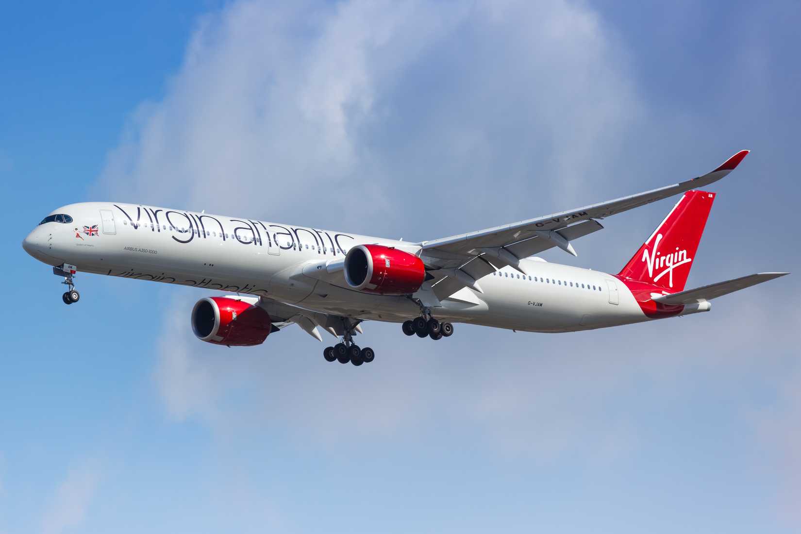 Virgin Atlantic Airbus A350-1000 aircraft in the sky