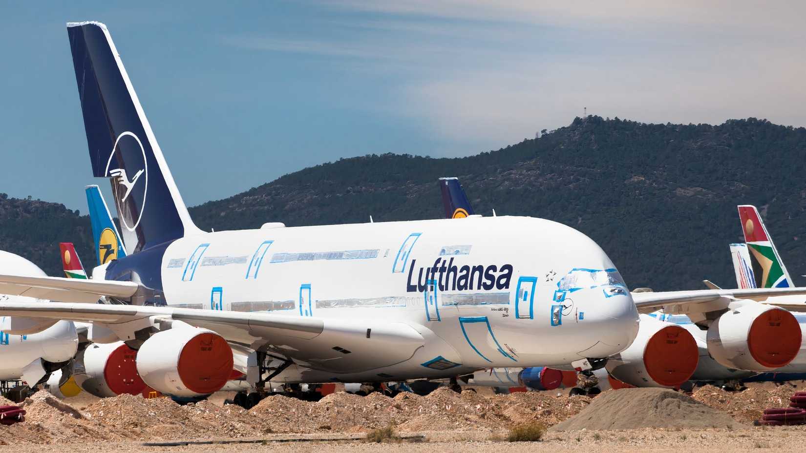 Lufthansa Airbus A380-800 Sitting In Storage