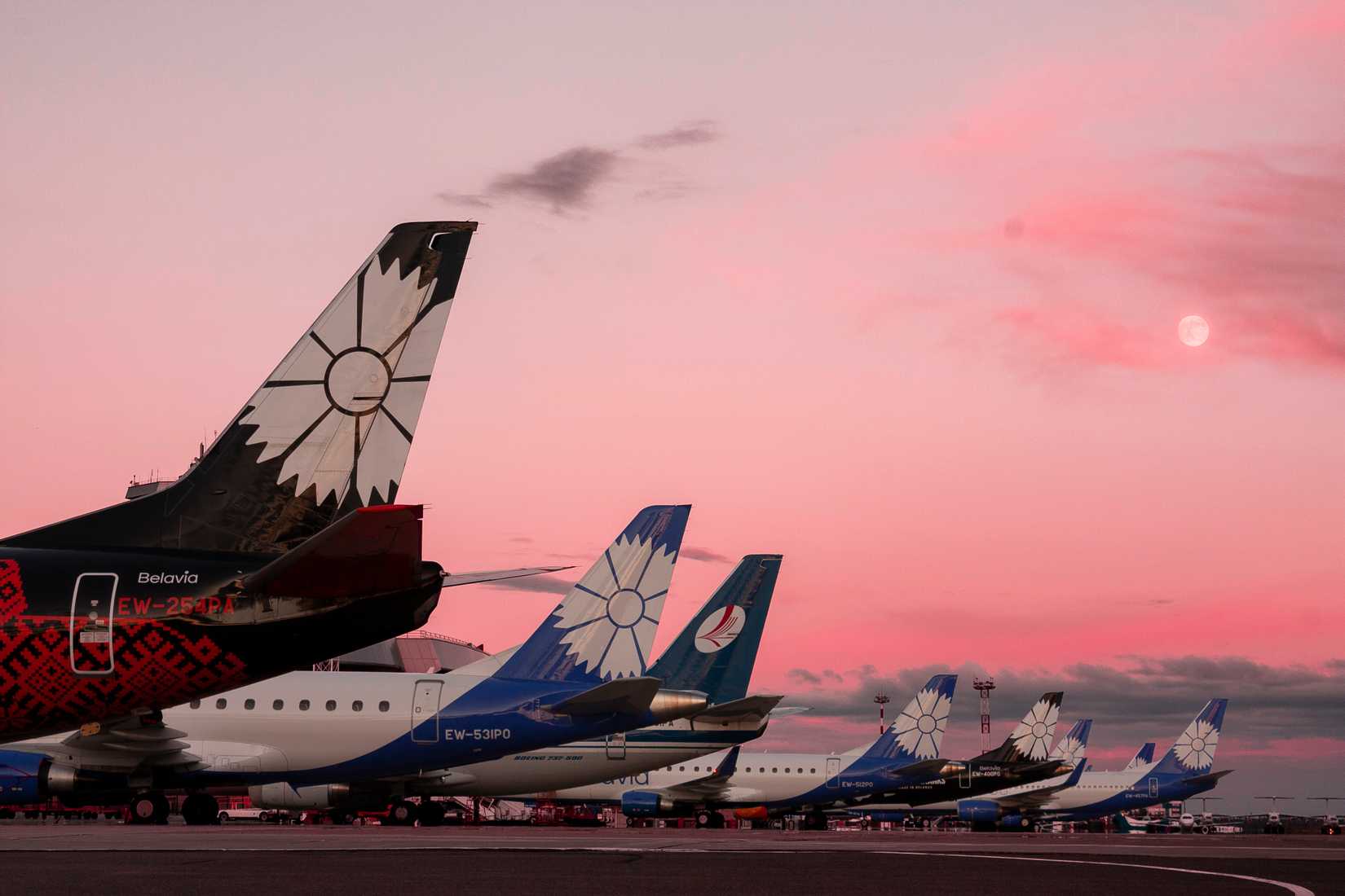 Tails of Belavia aircraft