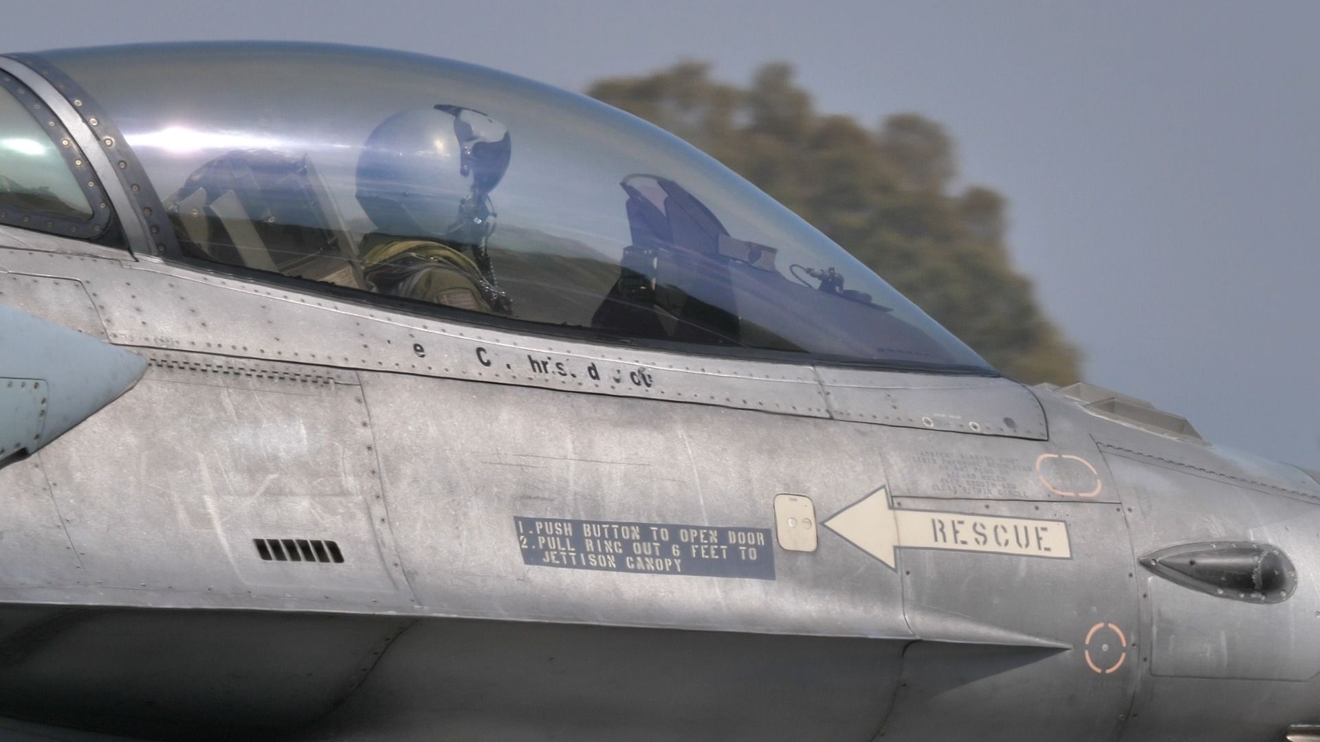 An F-35 fighter pilot inside the cockpit