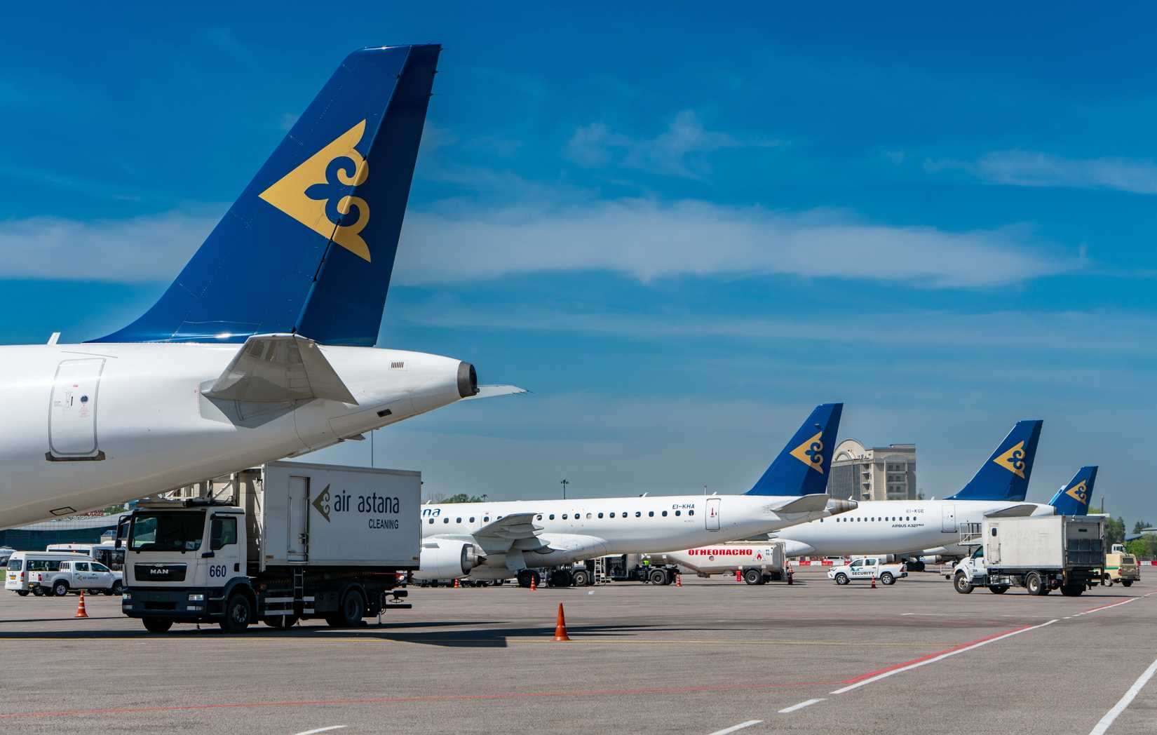 Air Astana fleet at Almaty Airport