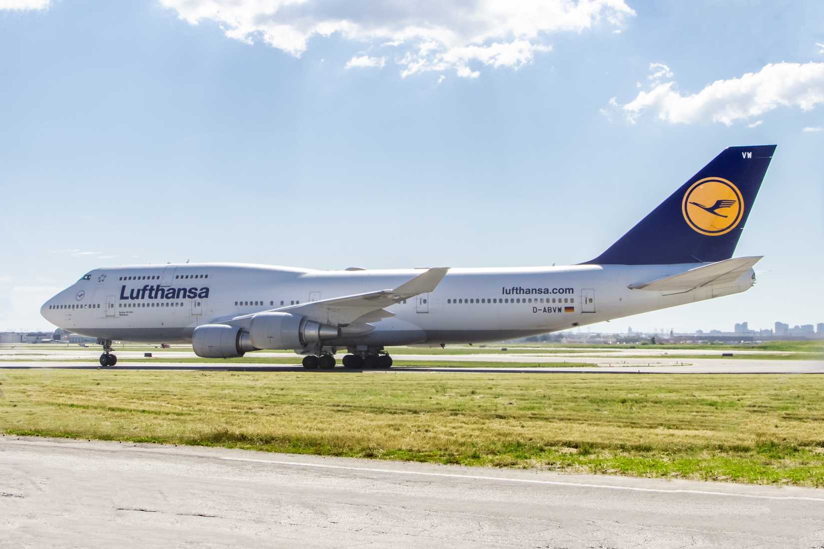 Lufthansa Boeing 747 aircraft on the runway