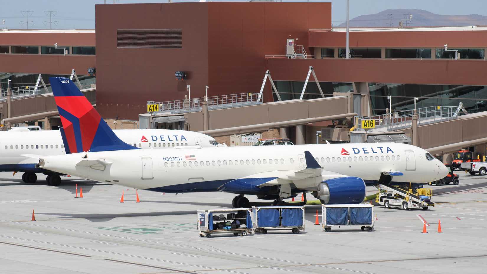 Delta Airbus A220-300 Parked At Gate
