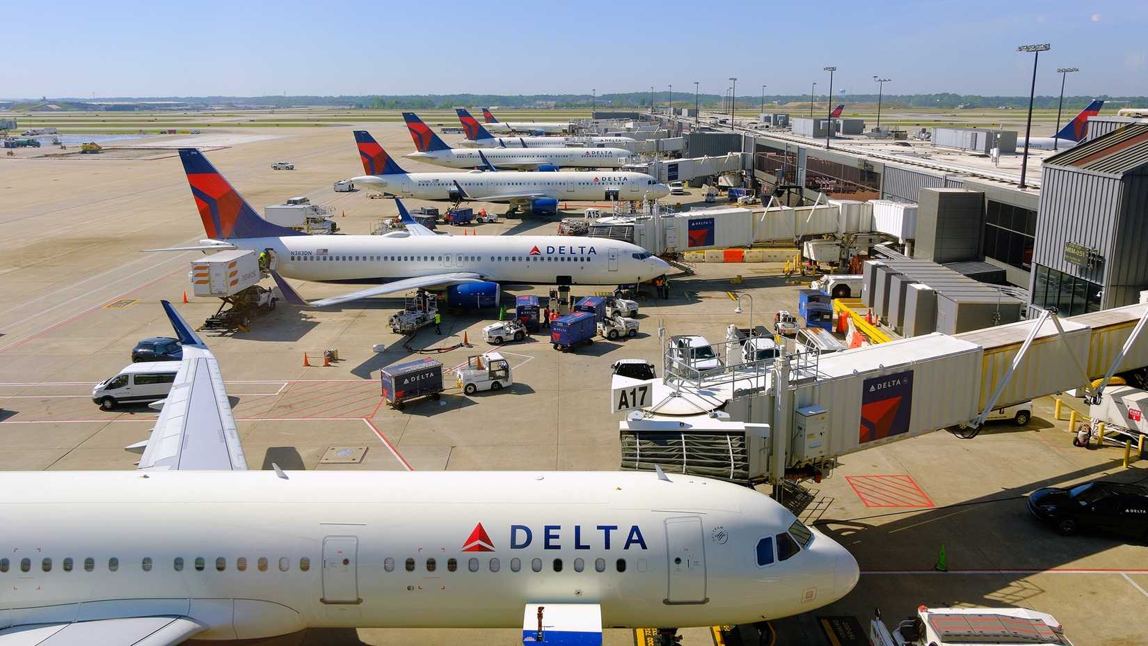 Delta Air Lines aircraft parked at Atlanta (ATL)