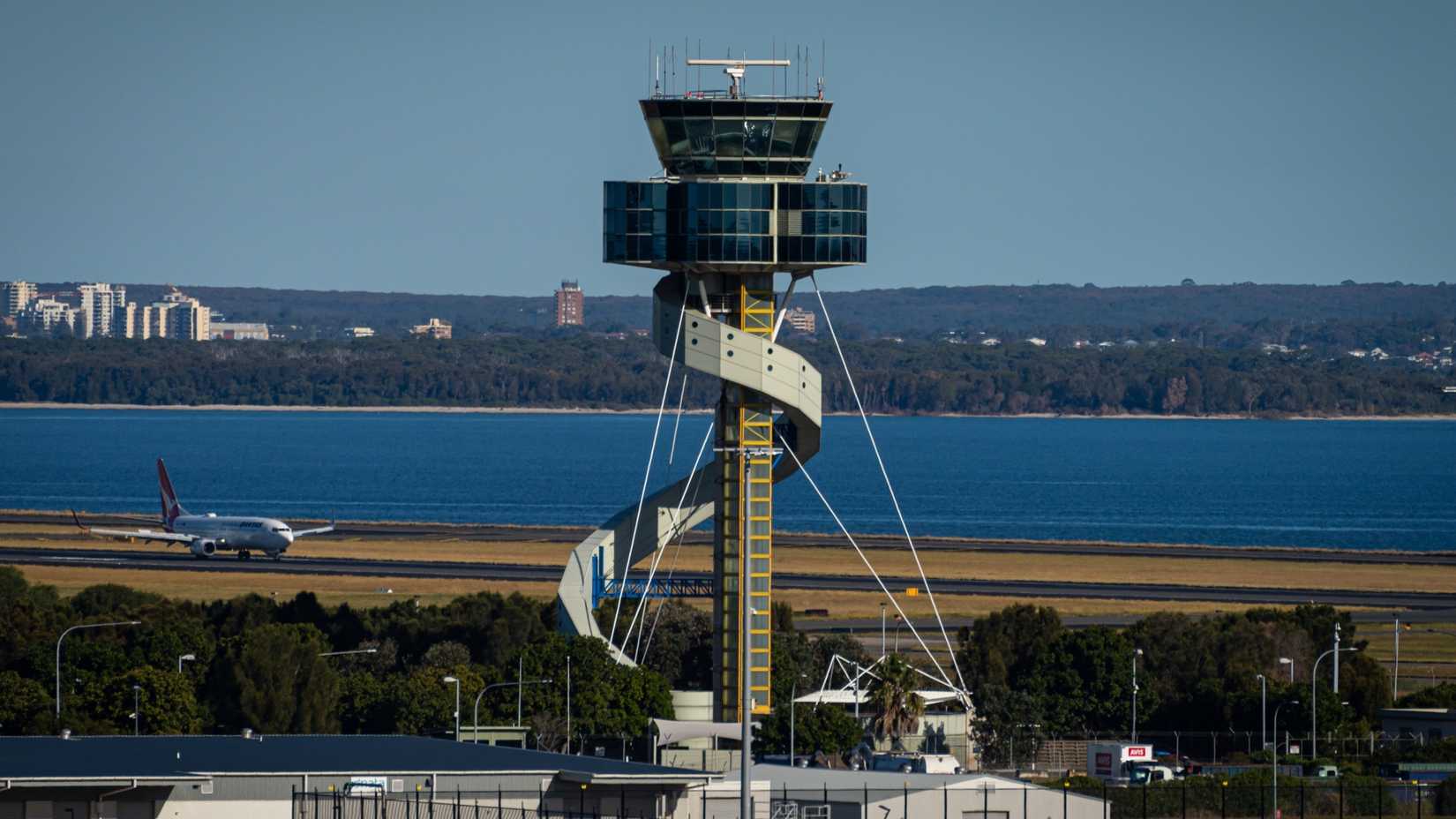 Sydney Airport ATC Tower With Qantas Boeing 737