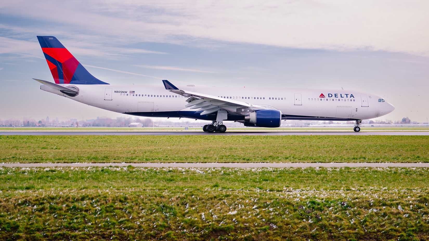 A Delta Air Lines Airbus A330-300 taxiing at AMS airport