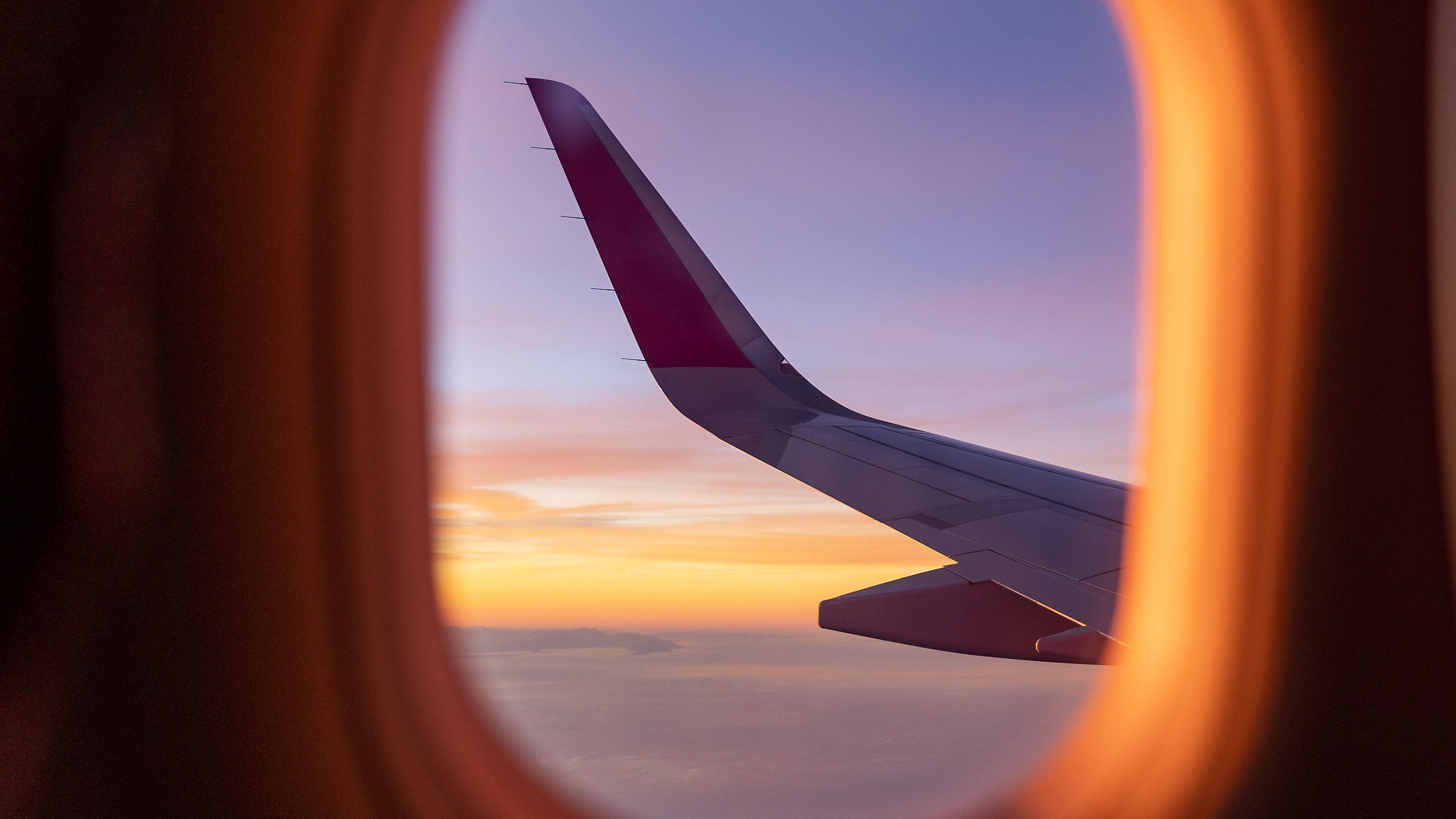 Wing view during sunset