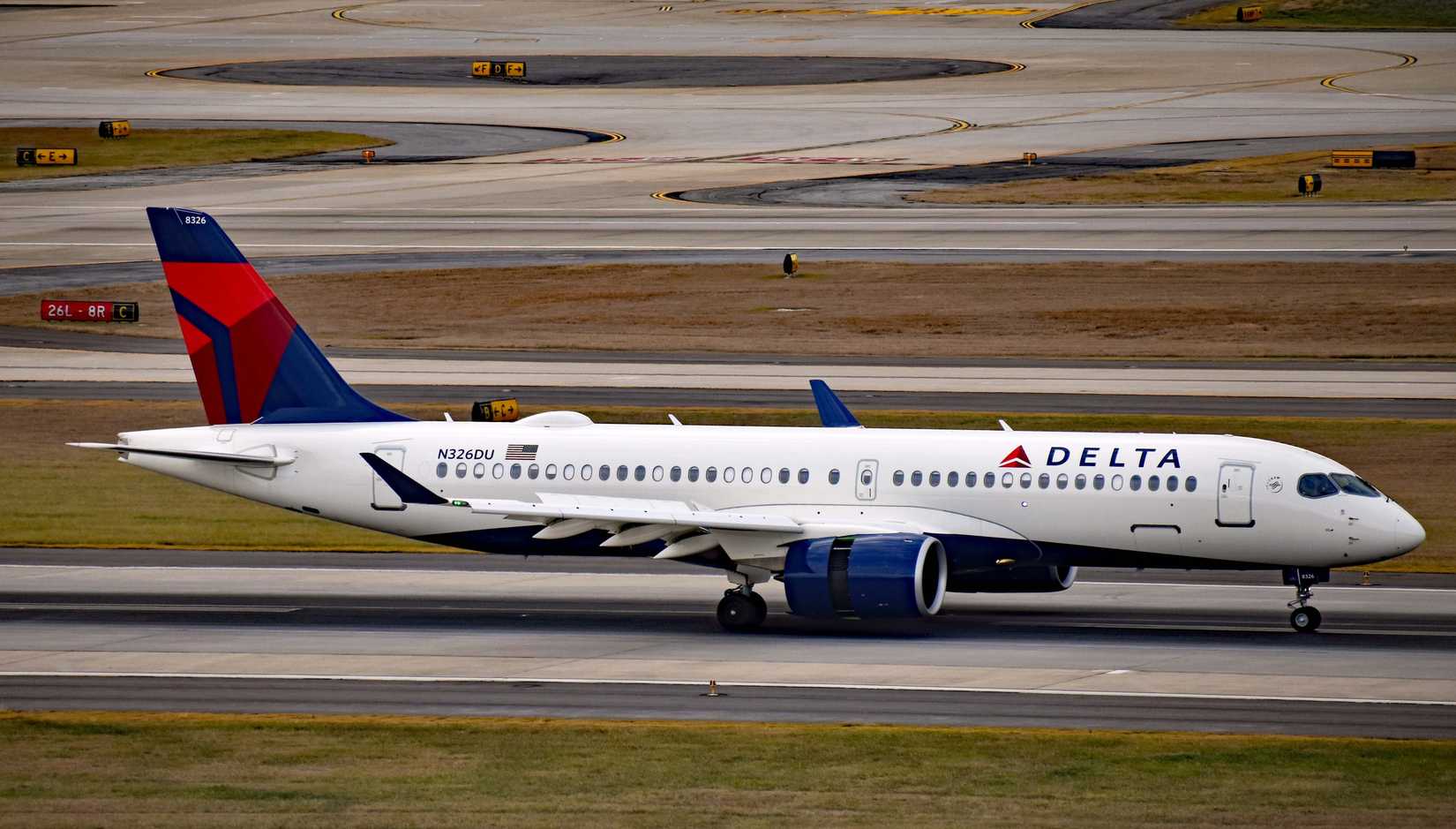Delta Air Lines Airbus A220-300 on the runway