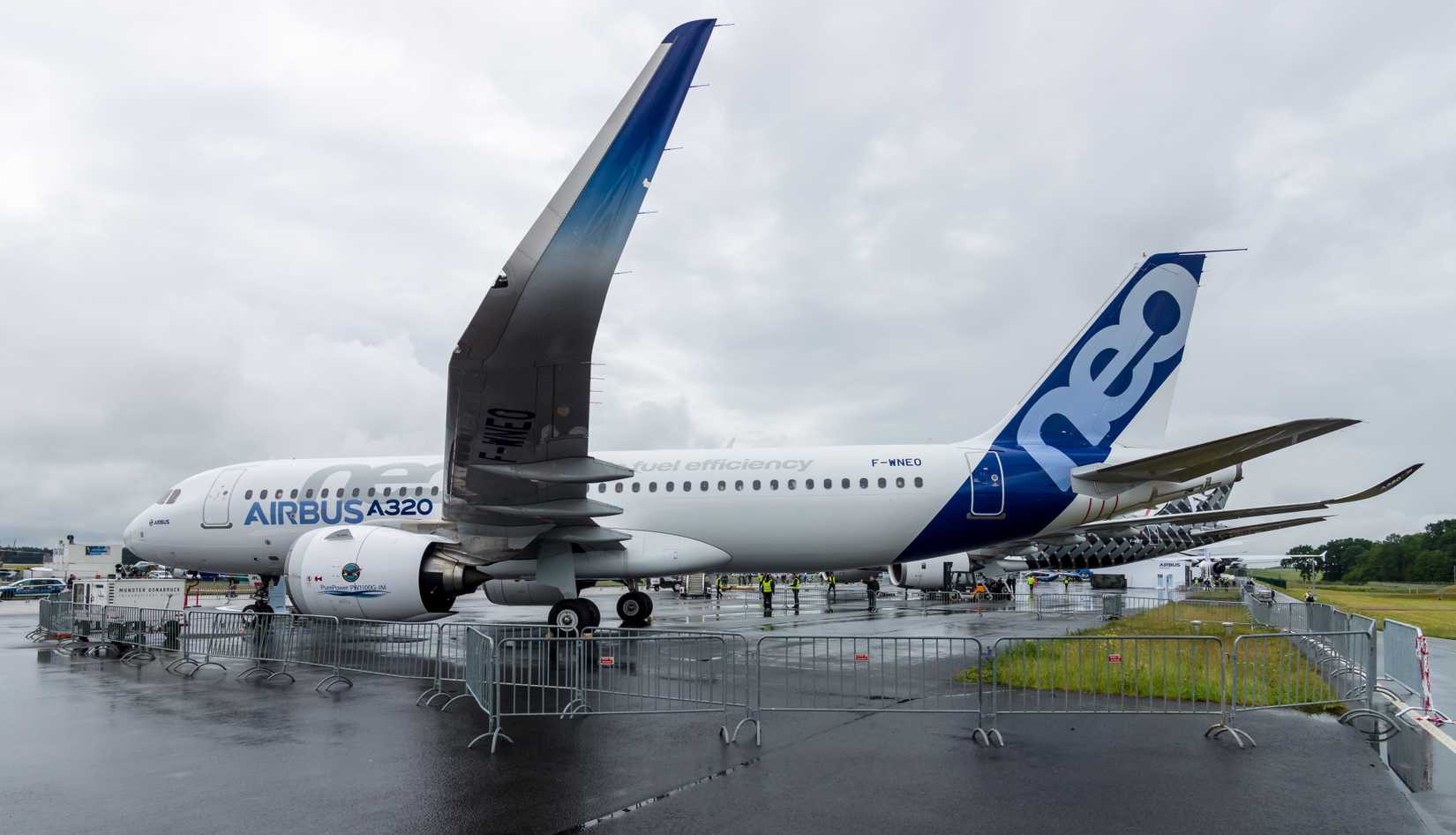 Airbus A320neo aircraft on static display