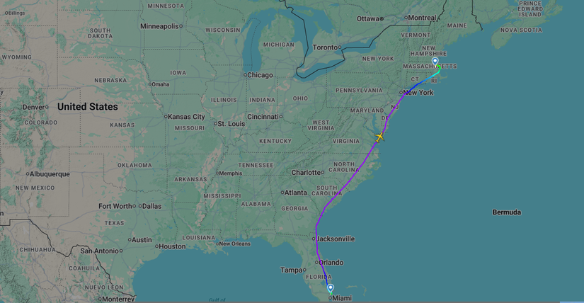 Spirit Airlines NK1300 Flight Map 16Sep25