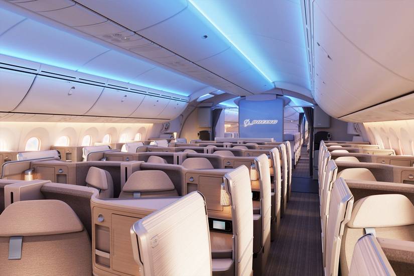 Spacious cabin on Boeing 787 Dreamliner