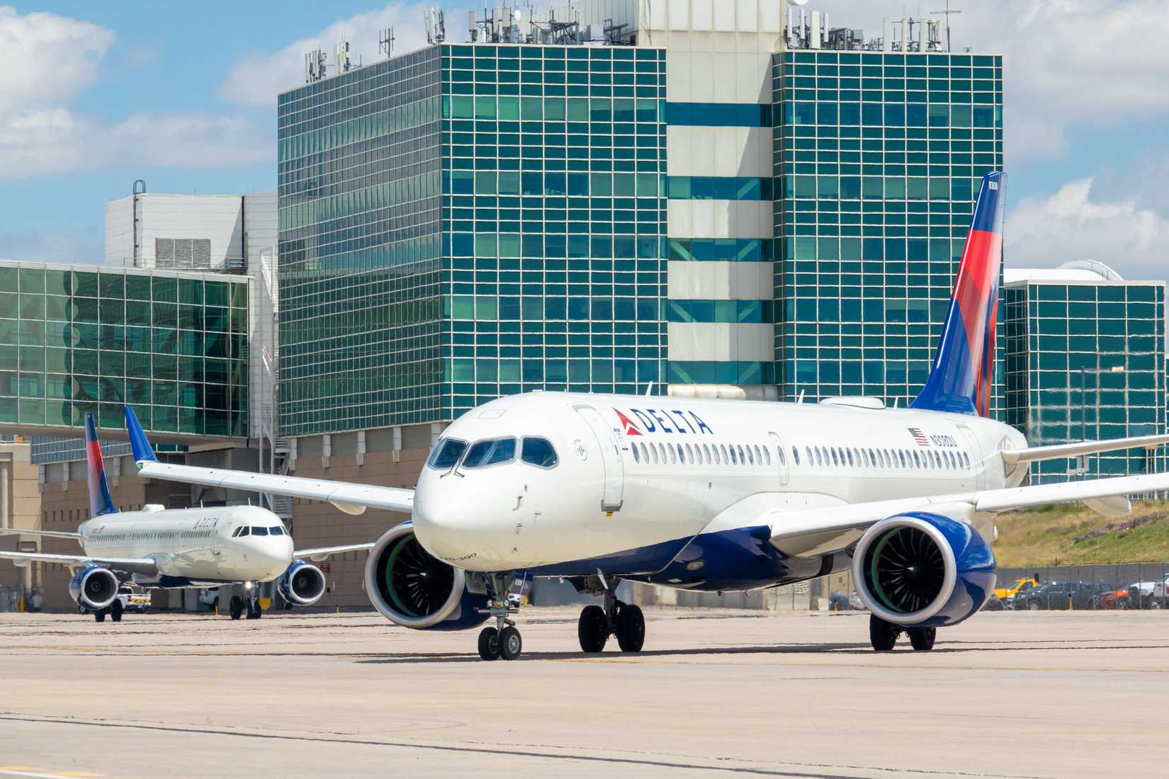 Delta Air Lines Airbus A220 on the tarmac