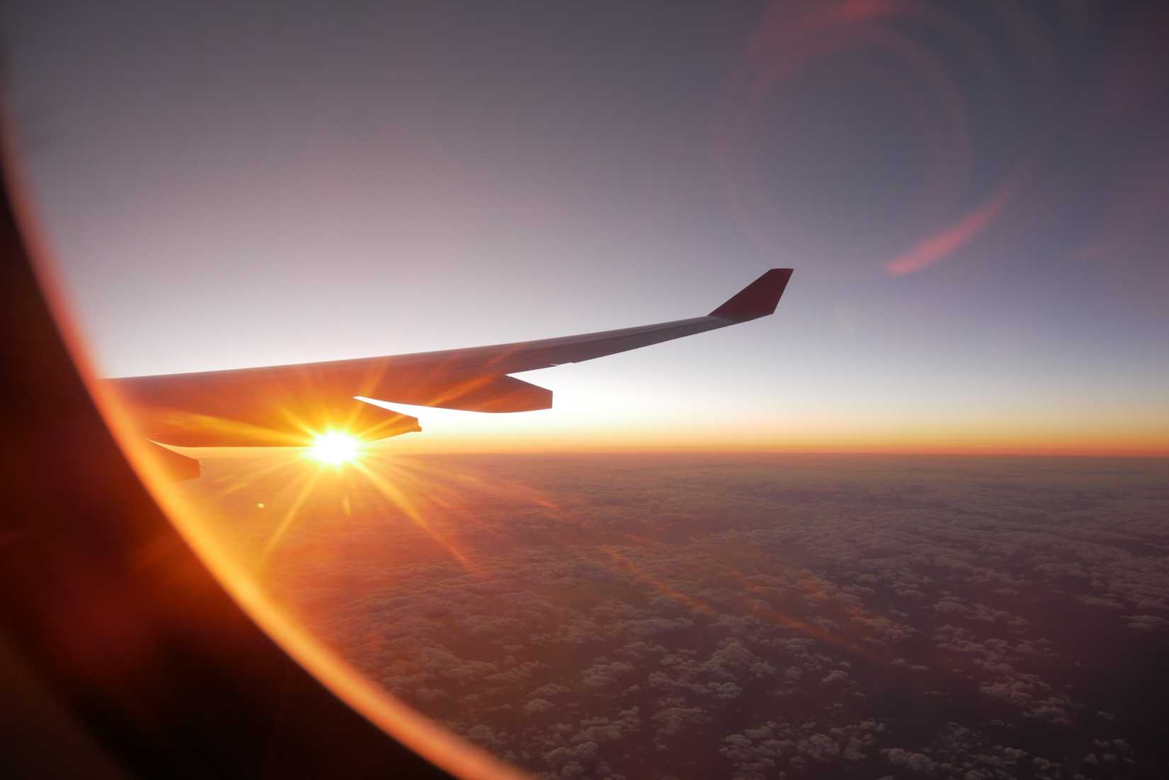 Sunrise Out Airplane Window