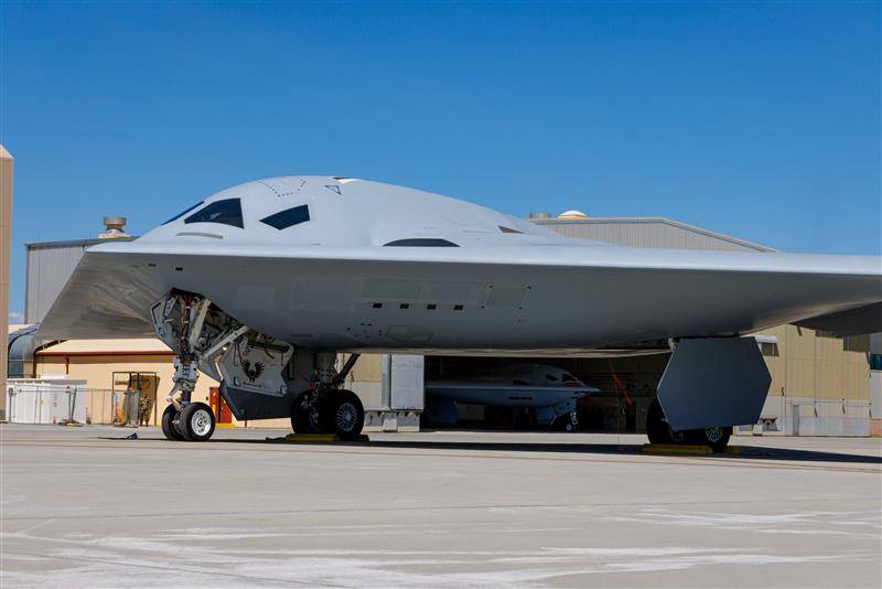 A second B-21 Raider, the world’s sixth-generation stealth bomber, test aircraft arrives at Edwards Air Force Base, Calif., Sept. 11, 2025.
