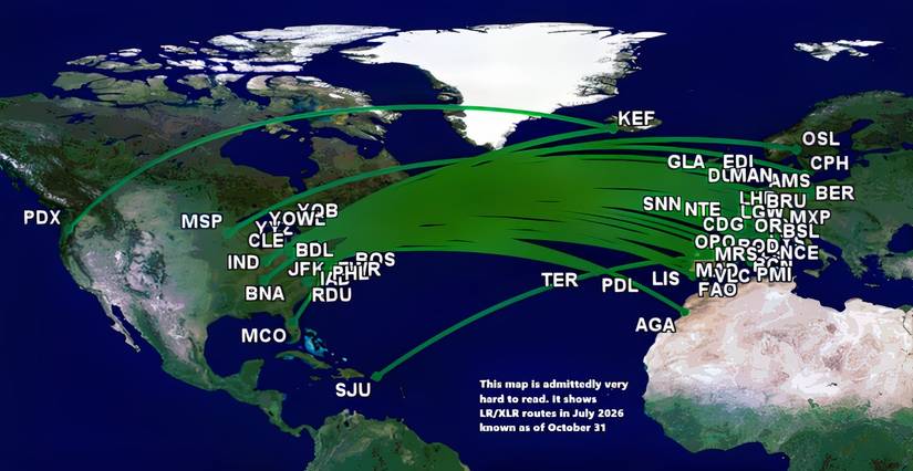 A321LR and A321XLR US and CA network to Europe July 2026