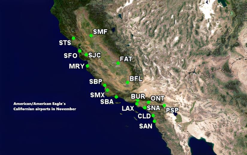 AA's Californian airports in November